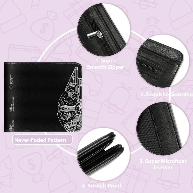 Funermei Cute Wallet for Men Women Star Leather Bifold Wallet for Girls Boys Aesthetic Cool Space Credit Card Holder RFID Blocking Id Cash Slim Small Bi Fold Wallets with Coin Pocket Teen Stars Design - Image 5